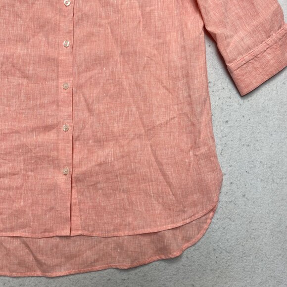 Chicos No Iron Tunic Shirt Women's 1 Salmon 3/4 Sleeve 100% Linen Blouse Dress - Picture 4 of 10
